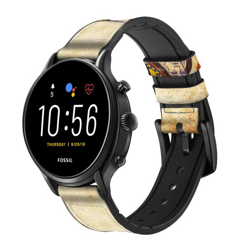 CA0459 Poker Card Queen Hearts Cinturino in pelle e silicone Smartwatch per Fossil Smartwatch