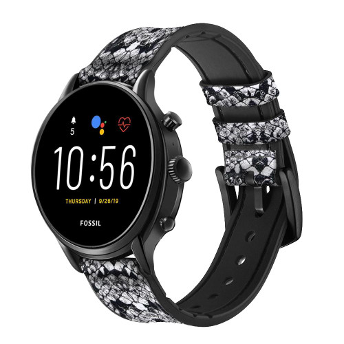 CA0471 White Rattle Snake Skin Graphic Printed Cinturino in pelle e silicone Smartwatch per Fossil Smartwatch