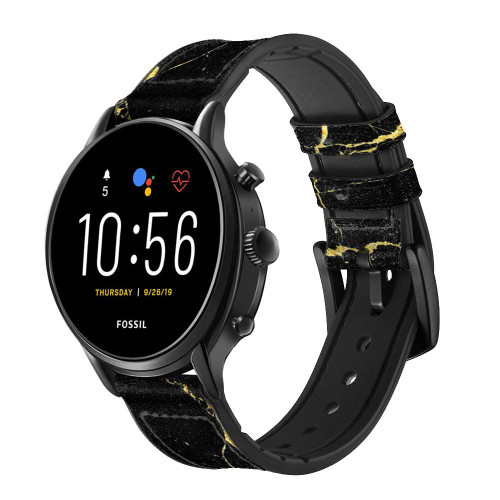 CA0491 Gold Marble Graphic Printed Cinturino in pelle e silicone Smartwatch per Fossil Smartwatch
