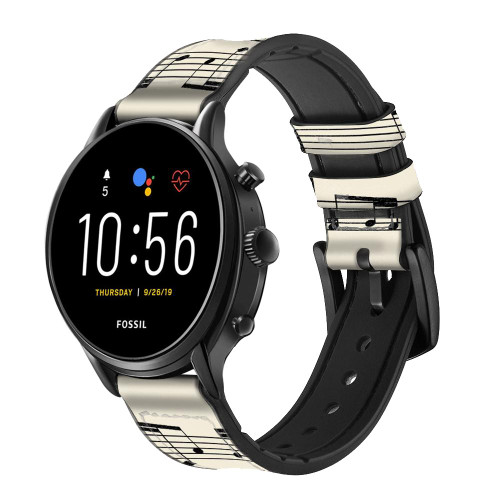 CA0570 Music Sheet Cinturino in pelle e silicone Smartwatch per Fossil Smartwatch