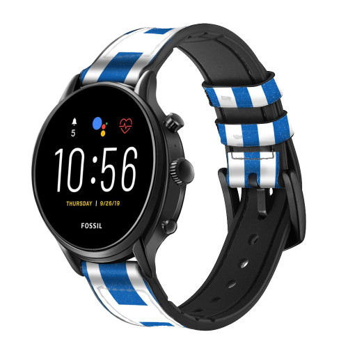 CA0579 Flag of Greece Cinturino in pelle e silicone Smartwatch per Fossil Smartwatch