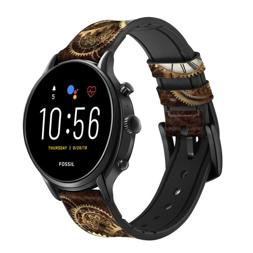 CA0596 Gold Clock Live Cinturino in pelle e silicone Smartwatch per Fossil Smartwatch