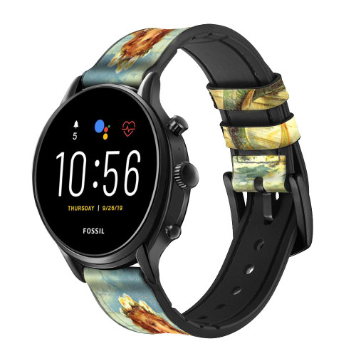 CA0603 Little Mermaid Painting Cinturino in pelle e silicone Smartwatch per Fossil Smartwatch