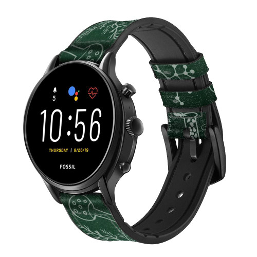 CA0615 Science Green Board Cinturino in pelle e silicone Smartwatch per Fossil Smartwatch