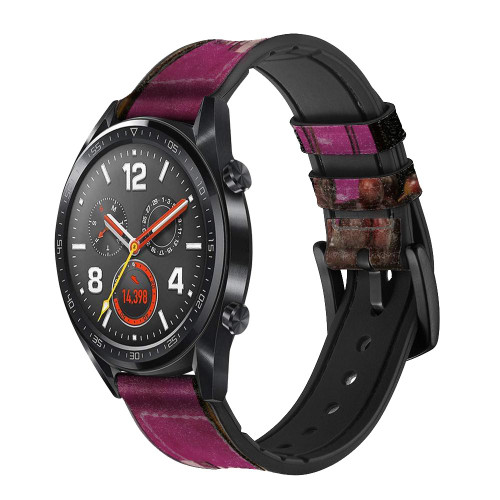 CA0121 Red Wine Cinturino in pelle e silicone Smartwatch per Wristwatch Smartwatch
