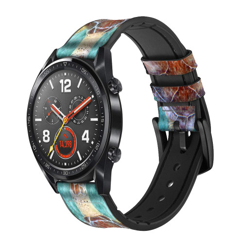 CA0165 Sea Turtle Cinturino in pelle e silicone Smartwatch per Wristwatch Smartwatch