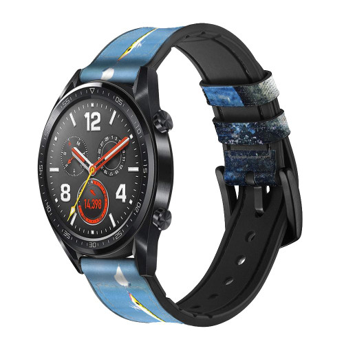 CA0178 Bass Fishing Cinturino in pelle e silicone Smartwatch per Wristwatch Smartwatch