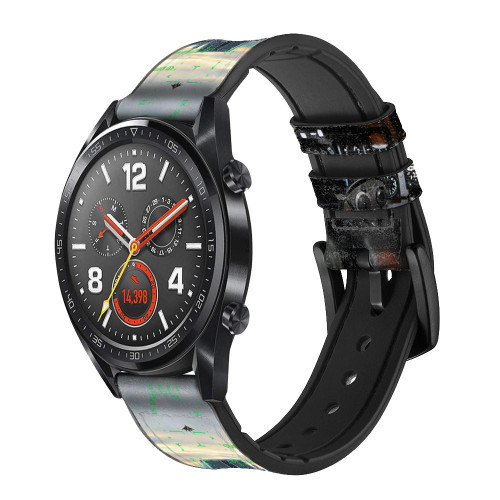 CA0317 Fighter Jet Aircraft Cockpit Cinturino in pelle e silicone Smartwatch per Wristwatch Smartwatch