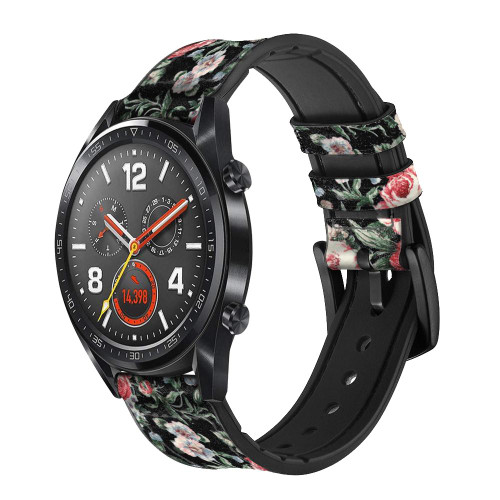 CA0421 Vintage Rose Pattern Cinturino in pelle e silicone Smartwatch per Wristwatch Smartwatch