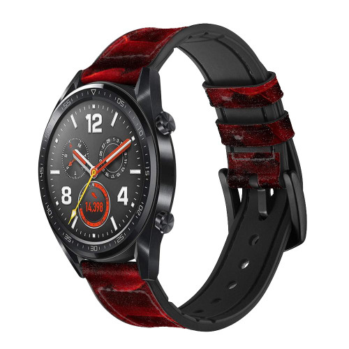 CA0483 Red Arowana Fish Scale Cinturino in pelle e silicone Smartwatch per Wristwatch Smartwatch
