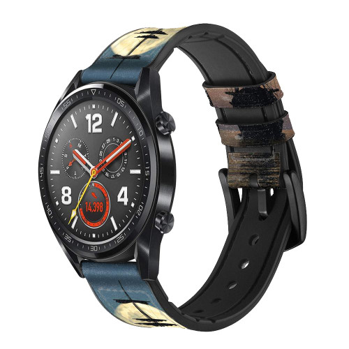 CA0492 Pirate Ship Moon Night Cinturino in pelle e silicone Smartwatch per Wristwatch Smartwatch