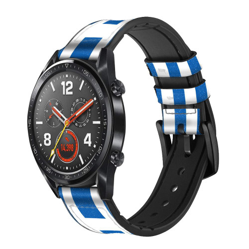 CA0579 Flag of Greece Cinturino in pelle e silicone Smartwatch per Wristwatch Smartwatch