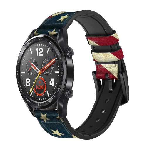 CA0655 US National Flag Cinturino in pelle e silicone Smartwatch per Wristwatch Smartwatch