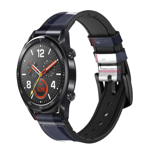 CA0749 Plaid Fabric Pattern Cinturino in pelle e silicone Smartwatch per Wristwatch Smartwatch