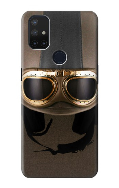 S2645 Vintage Brown Goggles Motorcycle Helmet Case Cover Custodia per OnePlus Nord N10 5G