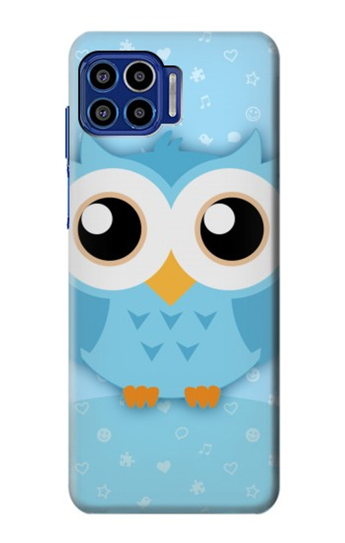S3029 Cute Blue Owl Case Cover Custodia per Motorola One 5G