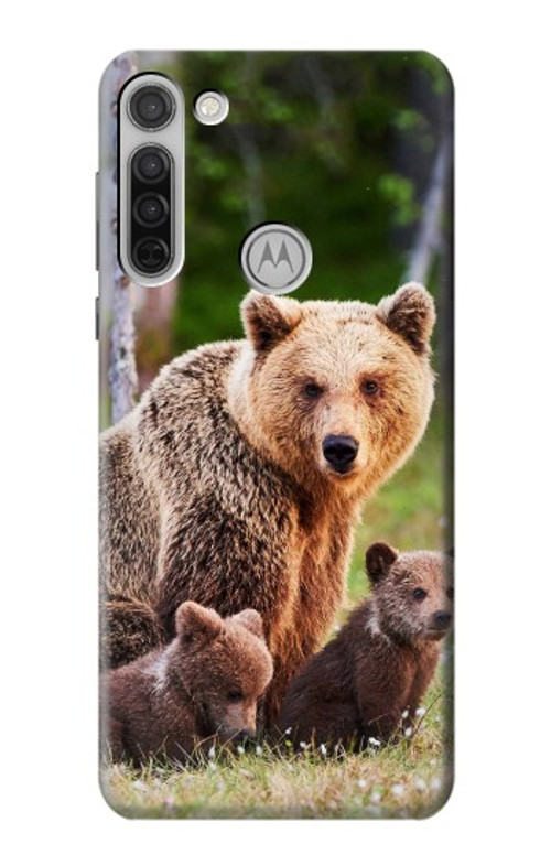 S3558 Bear Family Case Cover Custodia per Motorola Moto G8