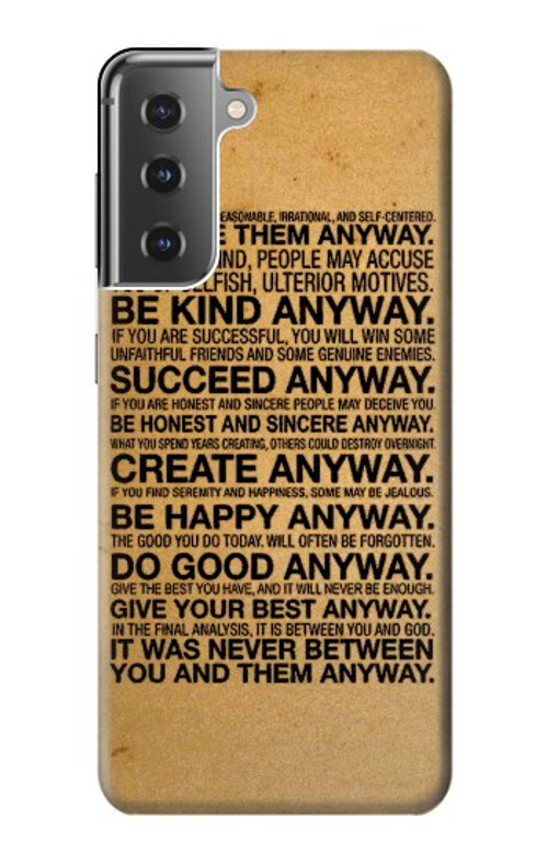 S2513 Mother Teresa Anyway Quotes Case Cover Custodia per Samsung Galaxy S21 Plus 5G, Galaxy S21+ 5G S2513 Mother Teresa Anyway Quotes Case Cover Custodia per Samsung Galaxy S21 Plus 5G, Galaxy S21+ 5G