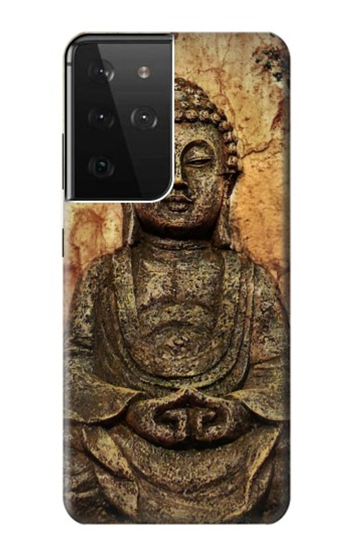 S0344 Buddha Rock Carving Case Cover Custodia per Samsung Galaxy S21 Ultra 5G