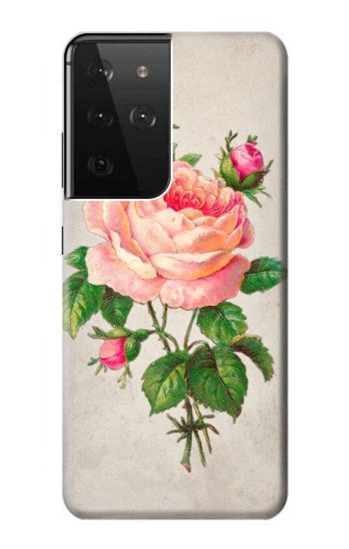 S3079 Vintage Pink Rose Case Cover Custodia per Samsung Galaxy S21 Ultra 5G