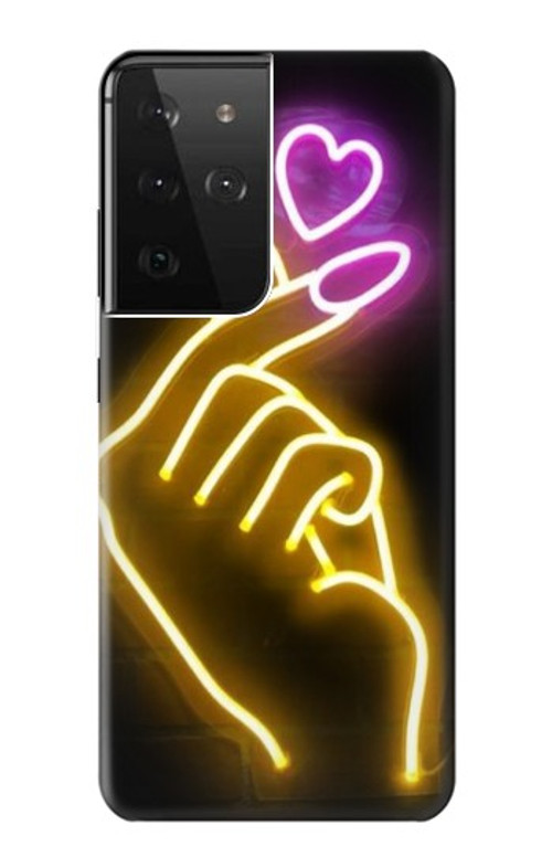 S3512 Cute Mini Heart Neon Graphic Case Cover Custodia per Samsung Galaxy S21 Ultra 5G