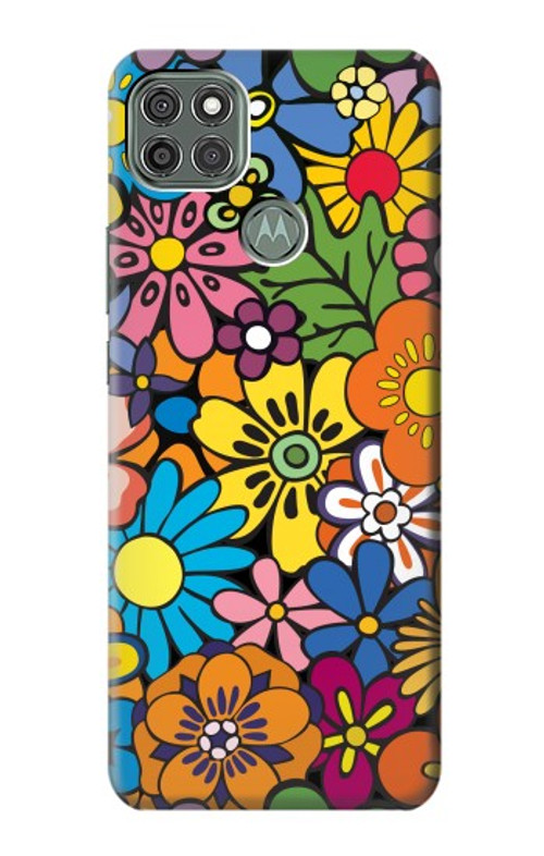 S3281 Colorful Hippie Flowers Pattern Case Cover Custodia per Motorola Moto G9 Power