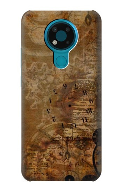 S3456 Vintage Paper Clock Steampunk Case Cover Custodia per Nokia 3.4