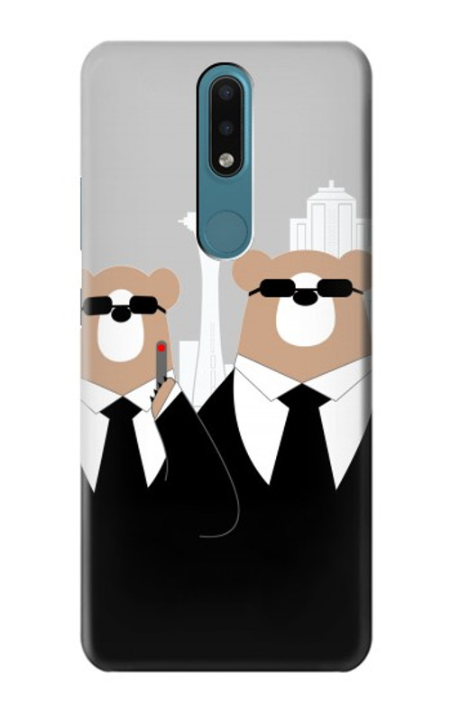 S3557 Bear in Black Suit Case Cover Custodia per Nokia 2.4