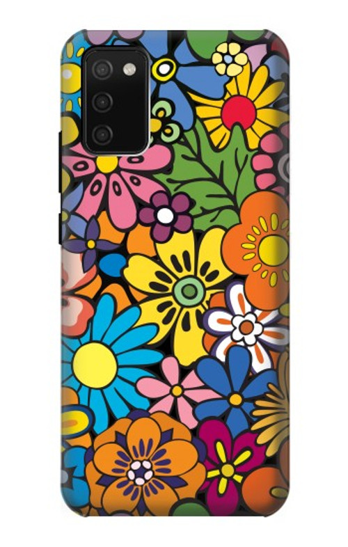 S3281 Colorful Hippie Flowers Pattern Case Cover Custodia per Samsung Galaxy A02s, Galaxy M02s