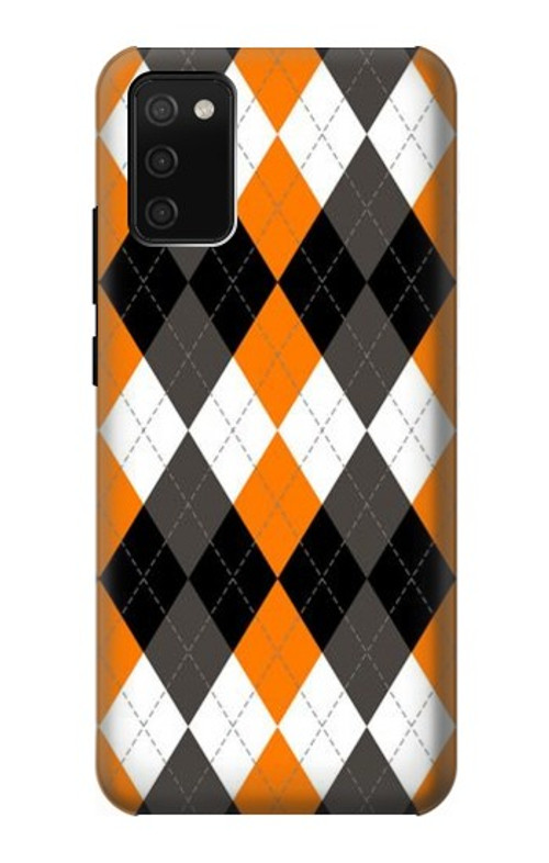 S3421 Black Orange White Argyle Plaid Case Cover Custodia per Samsung Galaxy A02s, Galaxy M02s