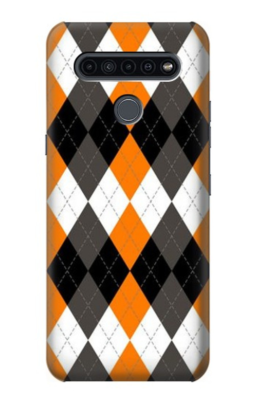 S3421 Black Orange White Argyle Plaid Case Cover Custodia per LG K41S