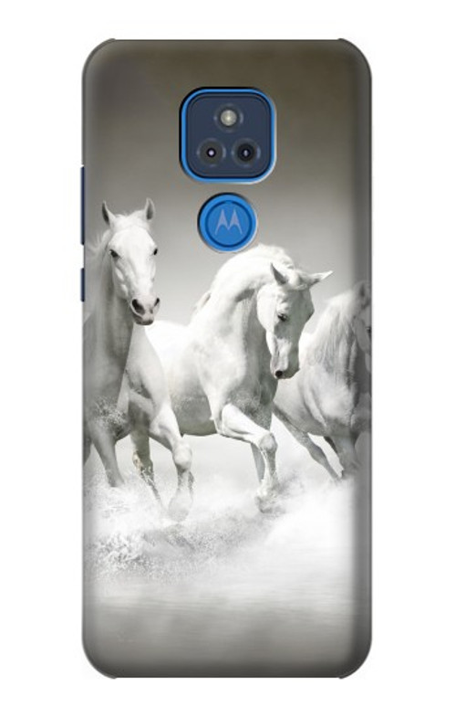 S0933 White Horses Case Cover Custodia per Motorola Moto G Play (2021)