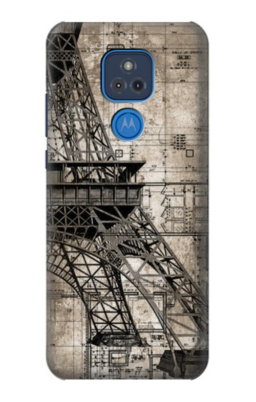 S3416 Eiffel Tower Blueprint Case Cover Custodia per Motorola Moto G Play (2021)