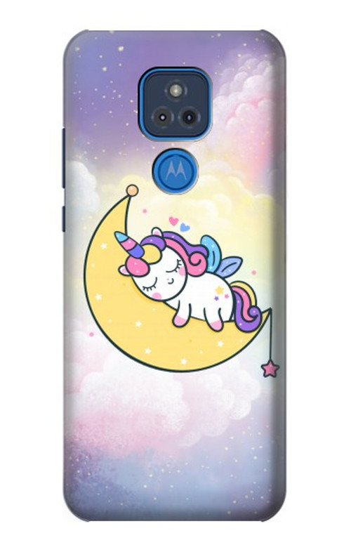 S3485 Cute Unicorn Sleep Case Cover Custodia per Motorola Moto G Play (2021)