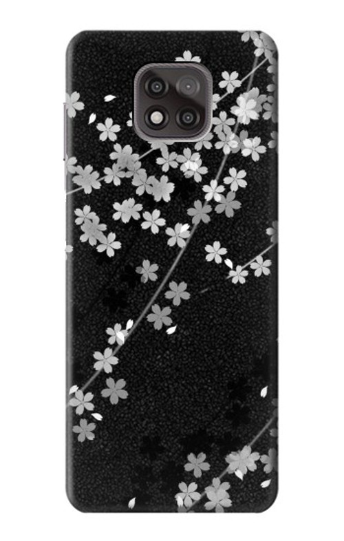 S2544 Japanese Kimono Style Black Flower Pattern Case Cover Custodia per Motorola Moto G Power (2021)