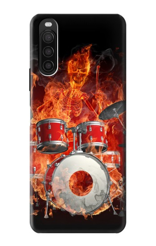 S1431 Skull Drum Fire Rock Case Cover Custodia per Sony Xperia 10 III