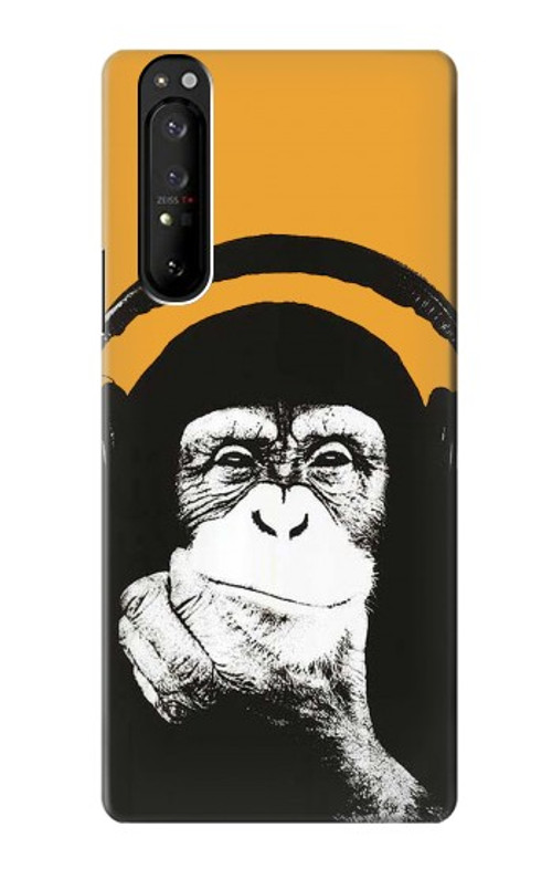S2324 Funny Monkey with Headphone Pop Music Case Cover Custodia per Sony Xperia 1 III S2324 Funny Monkey with Headphone Pop Music Case Cover Custodia per Sony Xperia 1 III
