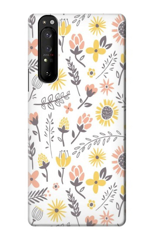 S2354 Pastel Flowers Pattern Case Cover Custodia per Sony Xperia 1 III S2354 Pastel Flowers Pattern Case Cover Custodia per Sony Xperia 1 III