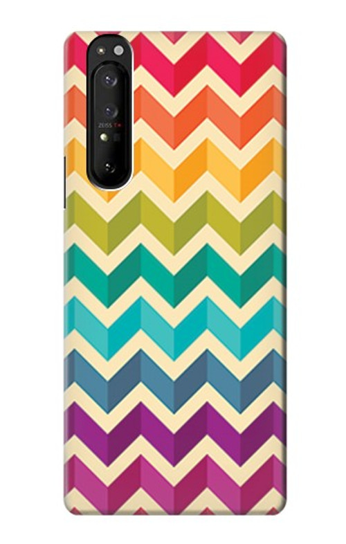 S2362 Rainbow Colorful Shavron Zig Zag Pattern Case Cover Custodia per Sony Xperia 1 III