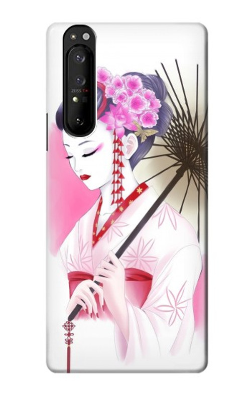 S2579 Japanese Traditional Geisha Kimono Case Cover Custodia per Sony Xperia 1 III S2579 Japanese Traditional Geisha Kimono Case Cover Custodia per Sony Xperia 1 III