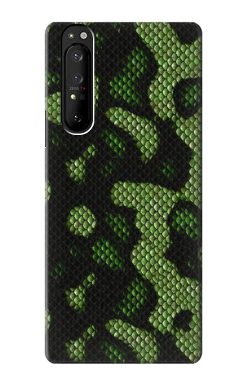 S2877 Green Snake Skin Graphic Printed Case Cover Custodia per Sony Xperia 1 III