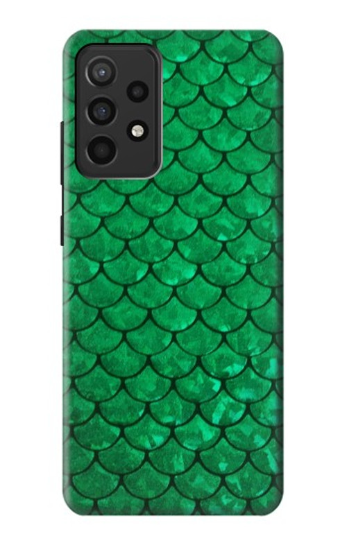 S2704 Green Fish Scale Pattern Graphic Case Cover Custodia per Samsung Galaxy A52, Galaxy A52 5G