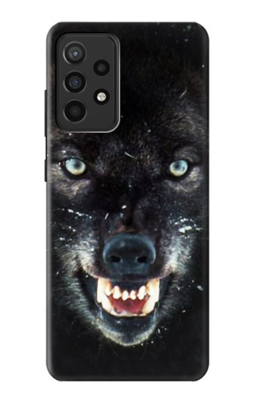 S2823 Black Wolf Blue Eyes Face Case Cover Custodia per Samsung Galaxy A52, Galaxy A52 5G