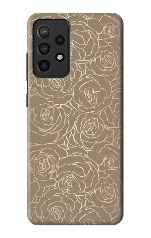 S3466 Gold Rose Pattern Case Cover Custodia per Samsung Galaxy A52, Galaxy A52 5G