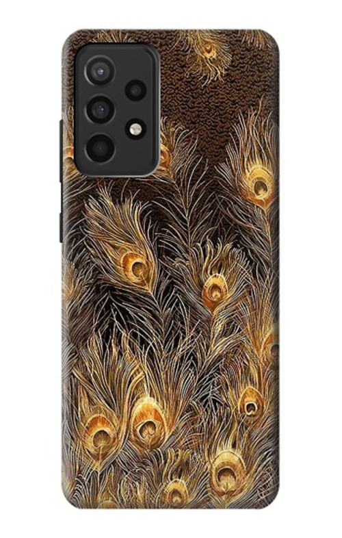 S3691 Gold Peacock Feather Case Cover Custodia per Samsung Galaxy A52, Galaxy A52 5G