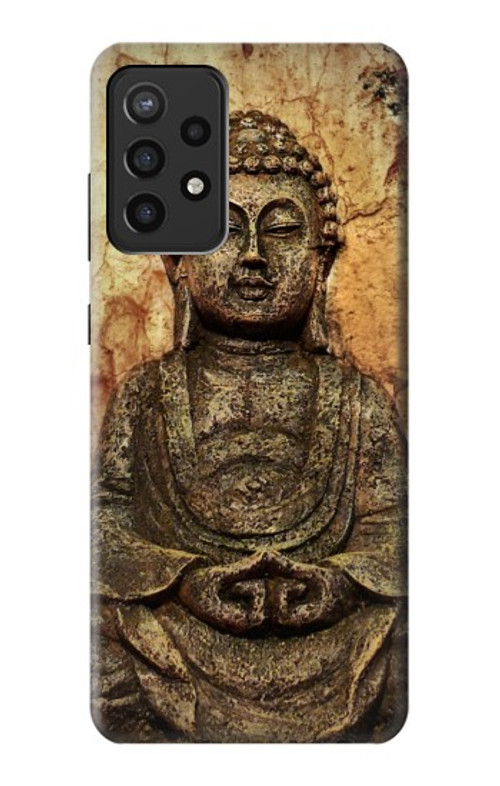 S0344 Buddha Rock Carving Case Cover Custodia per Samsung Galaxy A72, Galaxy A72 5G