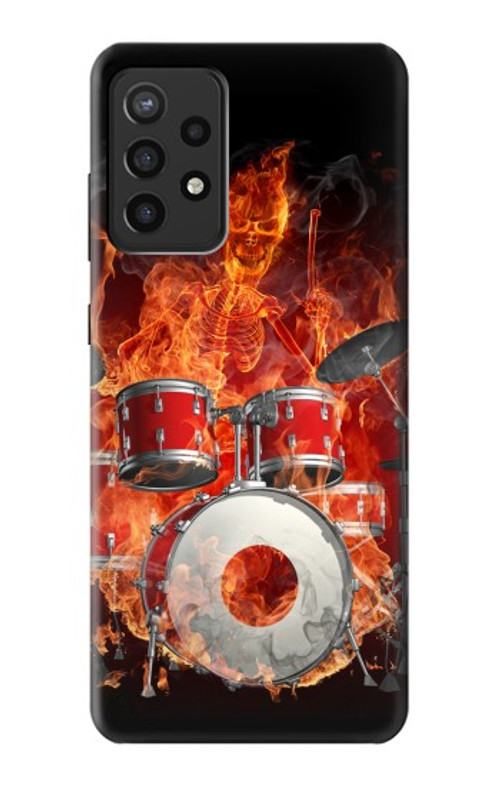 S1431 Skull Drum Fire Rock Case Cover Custodia per Samsung Galaxy A72, Galaxy A72 5G