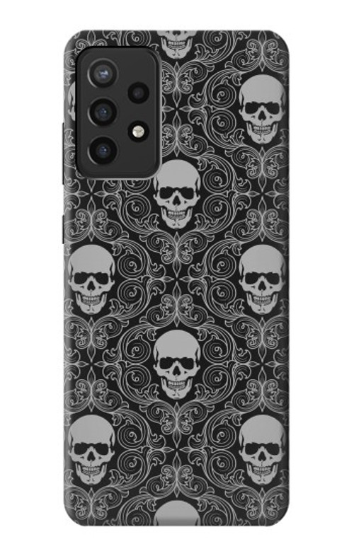 S2371 Skull Vintage Monochrome Pattern Case Cover Custodia per Samsung Galaxy A72, Galaxy A72 5G