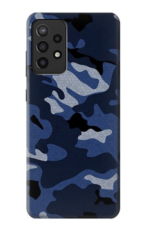 S2959 Navy Blue Camo Camouflage Case Cover Custodia per Samsung Galaxy A72, Galaxy A72 5G