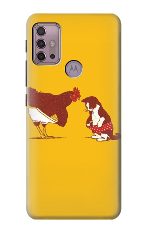 S1093 Rooster and Cat Joke Case Cover Custodia per Motorola Moto G30, G20, G10